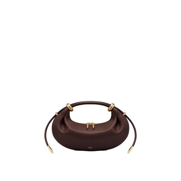 JW PEI Ellie Metal Ring Embellished Crescent Top Handle Bag in Dark Brown
