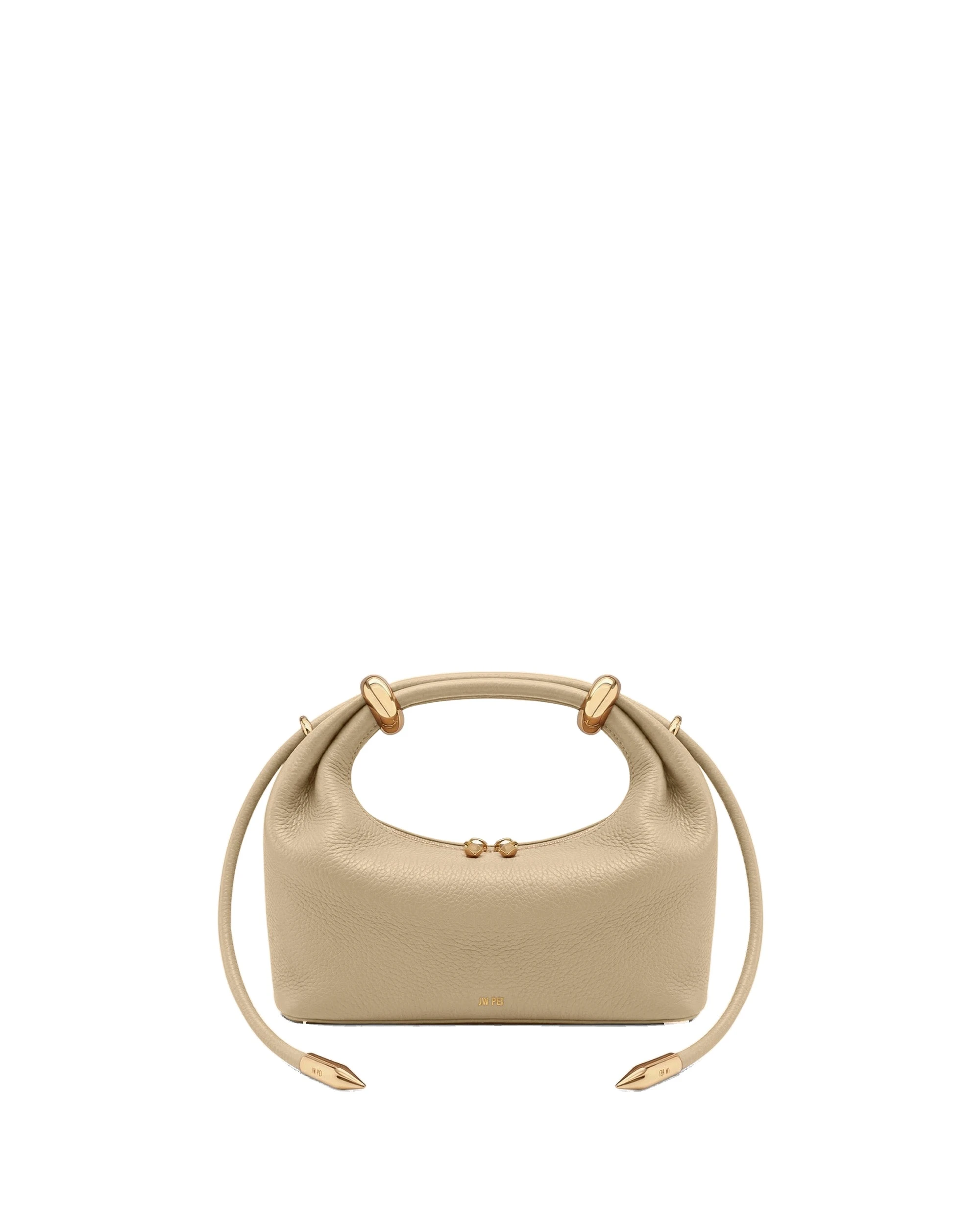 JW PEI Ellie Metal Ring Embellished Top Handle Bag in Beige | Totes & Top-Handle Bags | Luxury Shoes JW PEI Ellie Metal Ring Embellished Top Handle Bag in Beige