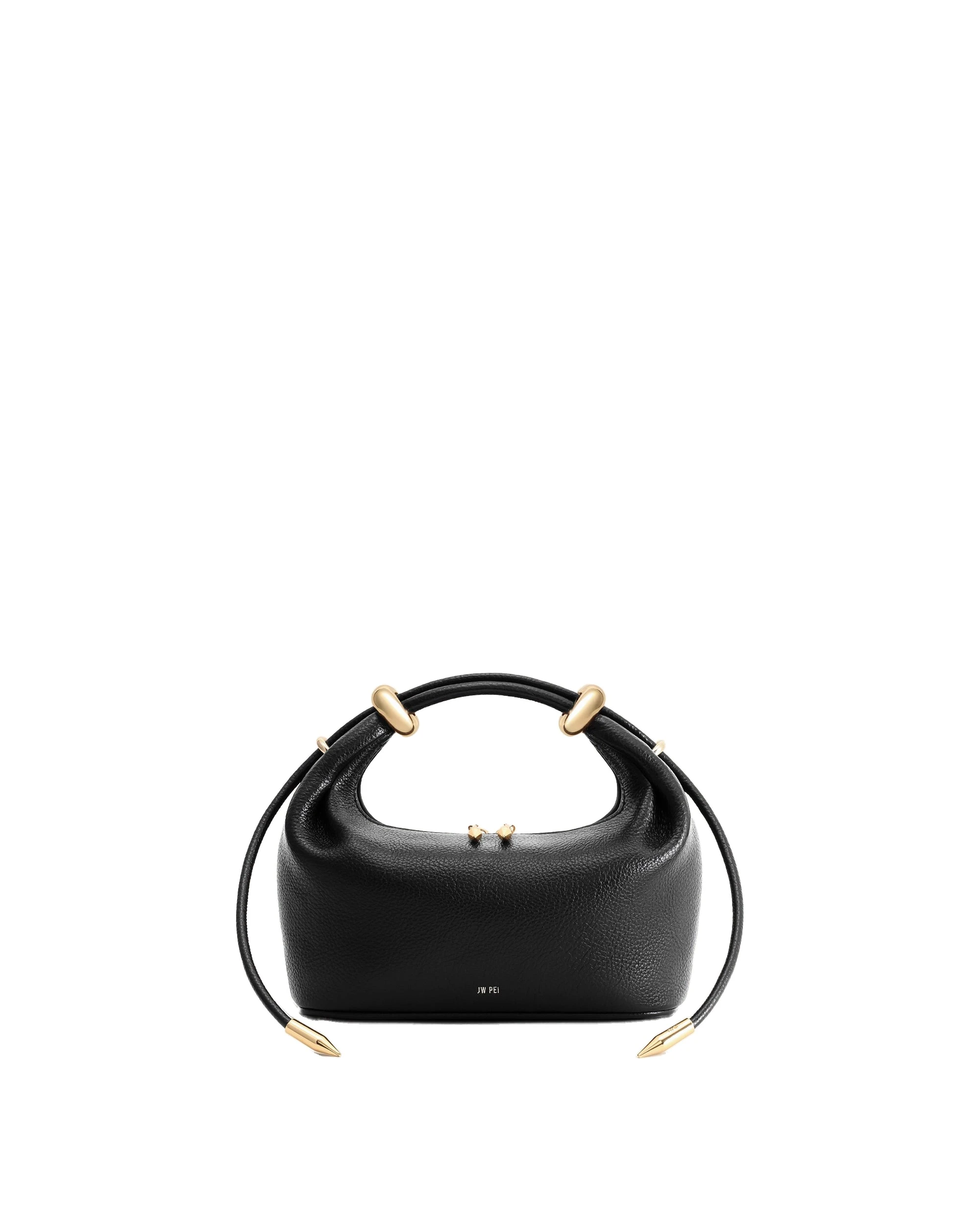 JW PEI Ellie Metal Ring Embellished Top Handle Bag in Black | Totes & Top-Handle Bags | Luxury Shoes JW PEI Ellie Metal Ring Embellished Top Handle Bag in Black