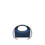 JW PEI Ellie Metal Ring Embellished Top Handle Bag in Blue Denim