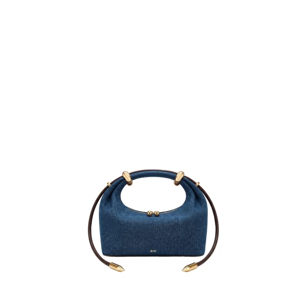 JW PEI Ellie Metal Ring Embellished Top Handle Bag in Blue Denim