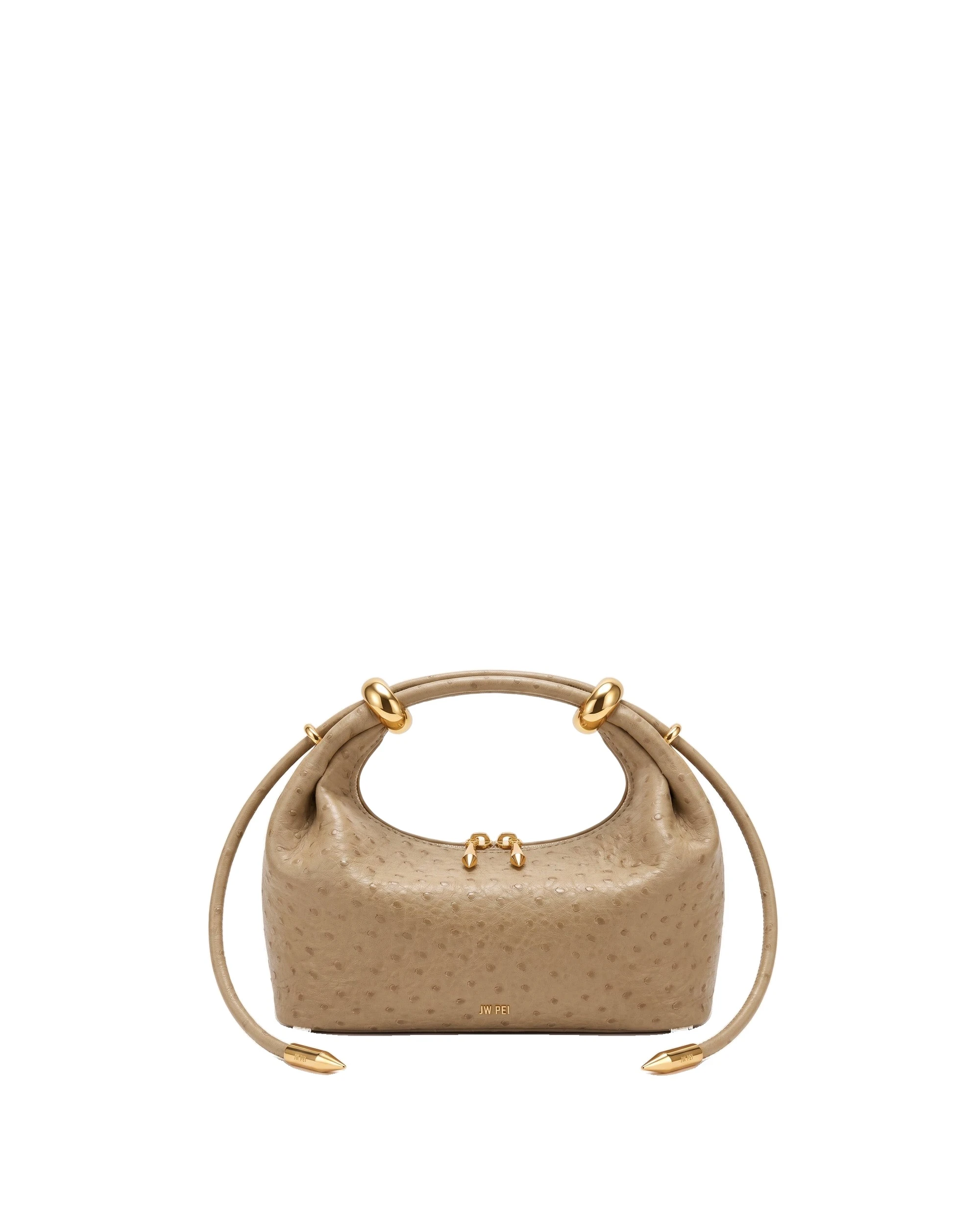 JW PEI Ellie Metal Ring Embellished Top Handle Bag in Brown Apricot | Totes & Top-Handle Bags | Luxury Shoes JW PEI Ellie Metal Ring Embellished Top Handle Bag in Brown Apricot