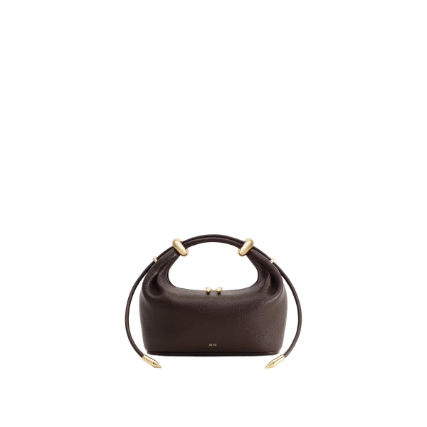 JW PEI Ellie Metal Ring Embellished Top Handle Bag in Dark Brown