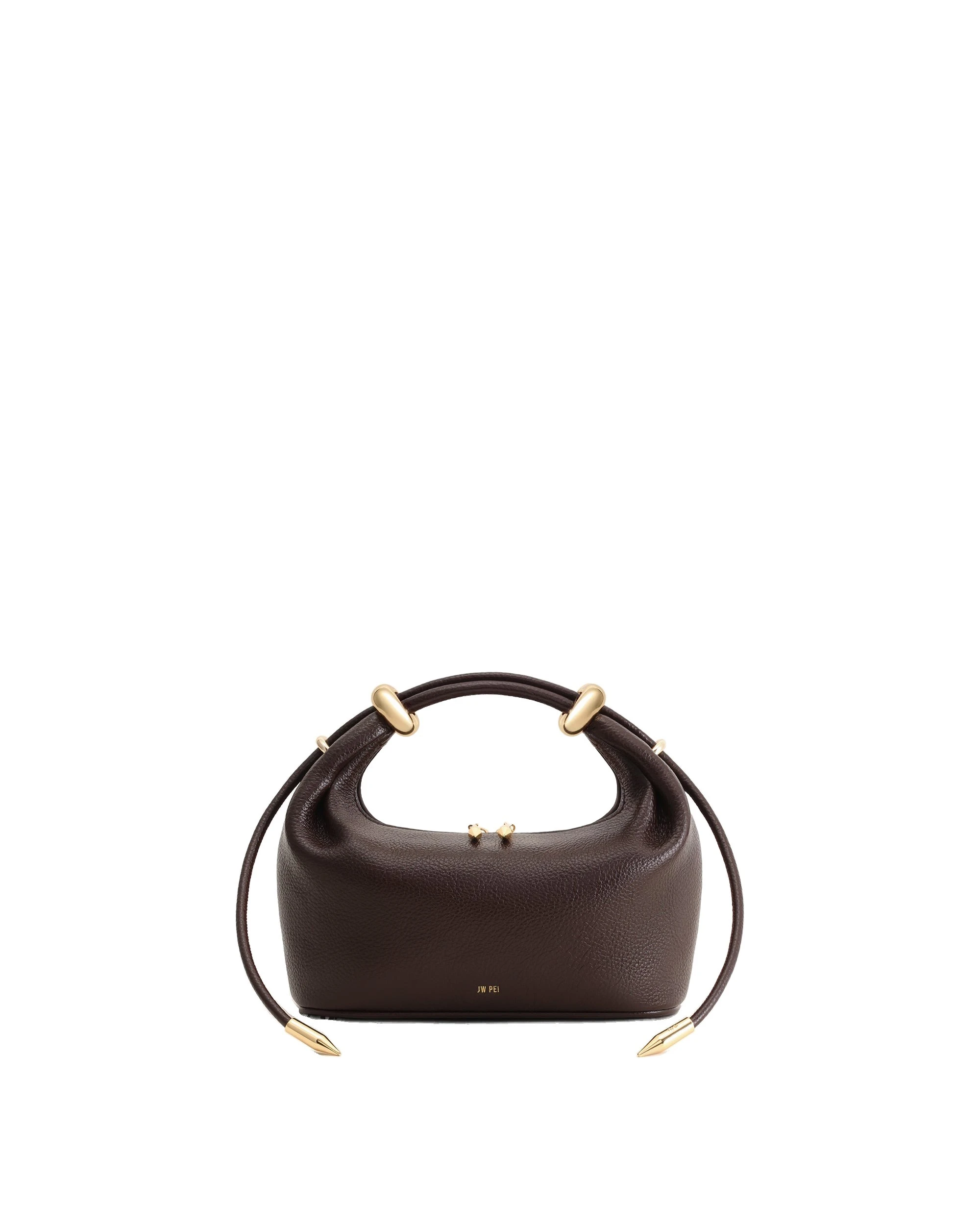 JW PEI Ellie Metal Ring Embellished Top Handle Bag in Dark Brown | Totes & Top-Handle Bags | Luxury Shoes JW PEI Ellie Metal Ring Embellished Top Handle Bag in Dark Brown