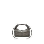JW PEI Ellie Metal Ring Embellished Top Handle Bag in Medium Gray Croc