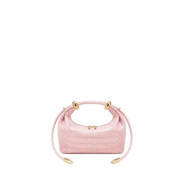 JW PEI Ellie Metal Ring Embellished Top Handle Bag in Sakura Pink Croc
