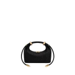 JW PEI Ellie Woven Metal Ring Embellished Top Handle Bag in Dark Black