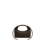 JW PEI Ellie Woven Metal Ring Embellished Top Handle Bag in Dark Brown