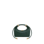 JW PEI Ellie Woven Metal Ring Embellished Top Handle Bag in Dark Green