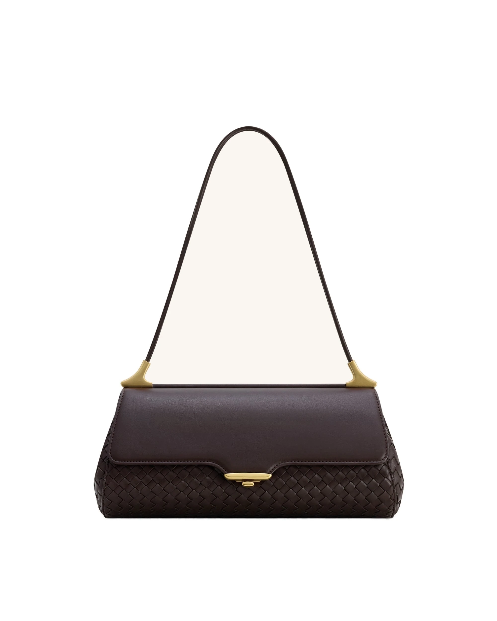 JW PEI Eloise Woven Shoulder Bag in Dark Brown | Shoulder & Crossbody Bags | Luxury Shoes JW PEI Eloise Woven Shoulder Bag in Dark Brown