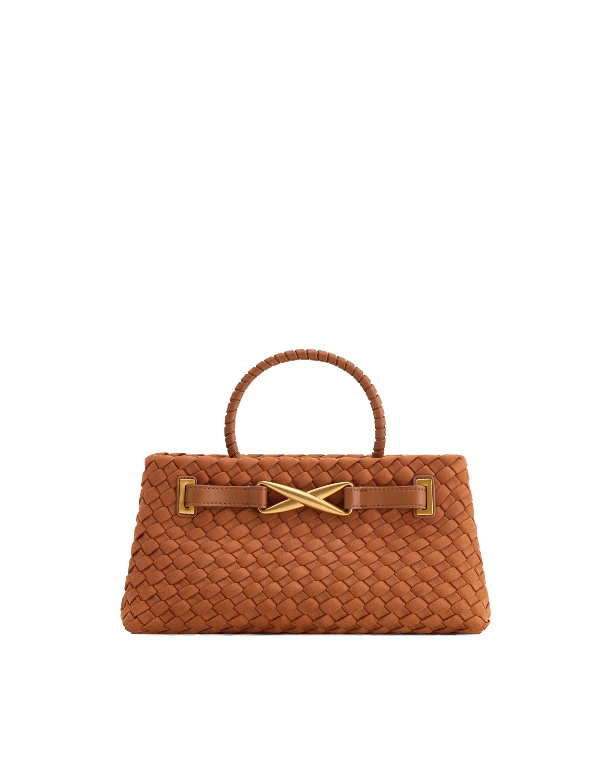 JW PEI Elora Faux Suede Woven Tote Bag in Brown | Totes & Top-Handle Bags | Luxury Shoes JW PEI Elora Faux Suede Woven Tote Bag in Brown