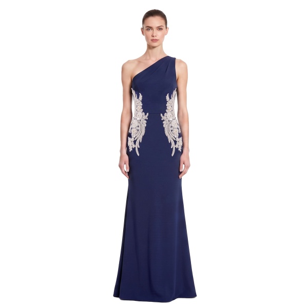 JW PEI Embellished One-Shoulder Column Maxi Dress