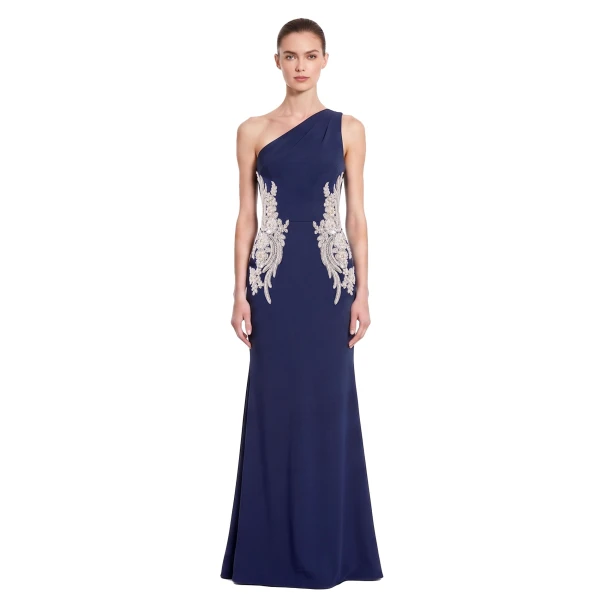 JW PEI Embellished One-Shoulder Column Maxi Dress