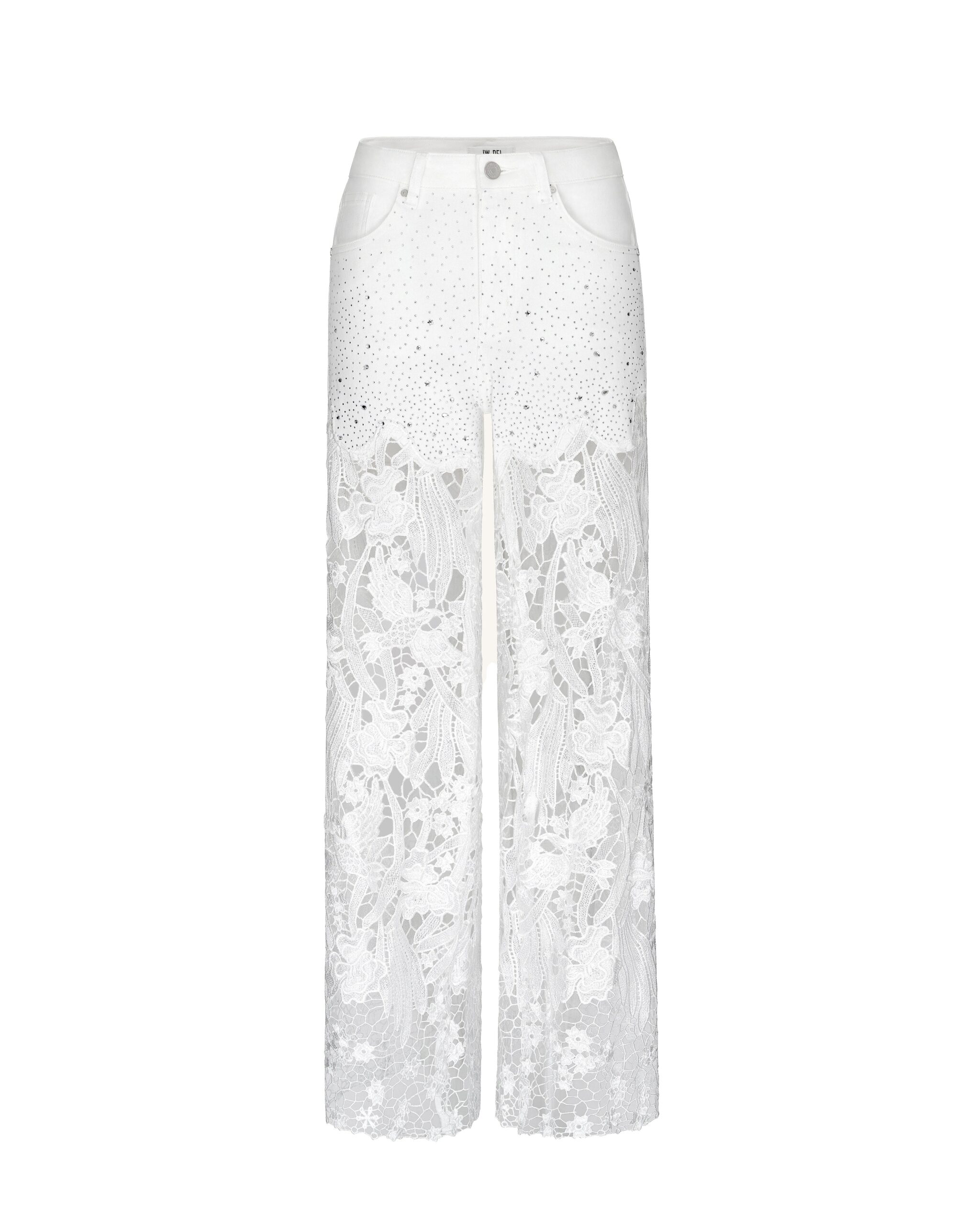 JW PEI jeans | Los Angeles Vegan Fashion Pants | Luxury Shoes JW PEI Embroidery High Rise Wide Leg Lace Denim Jeans With Rhinestone
