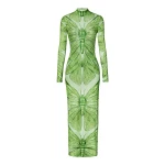 JW PEI Emerald Dragonfly Sheer Mesh Gown