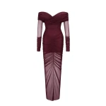 JW PEI Emily Elegant Off-Shoulder Ruched Gown