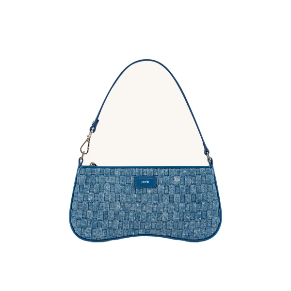 JW PEI Eva Shoulder Handbag in Blue Denim Weave