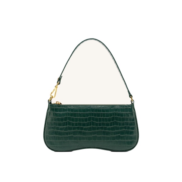 JW PEI Eva Shoulder Handbag in Dark Green Croc