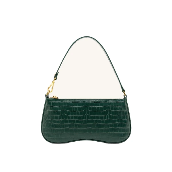 JW PEI Eva Shoulder Handbag in Dark Green Croc
