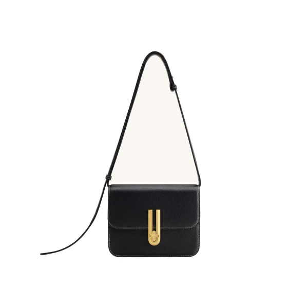 JW PEI Evania Lock Pebbled Shoulder Bag in Black
