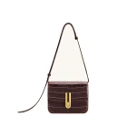 JW PEI Evania Lock Shoulder Bag in Burgundy Croc