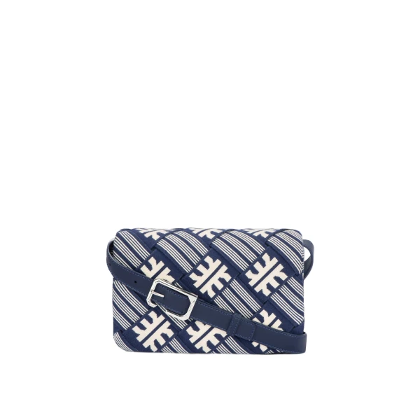 JW PEI FEI Maze Jacquard Knit Crossbody Bag in Navy