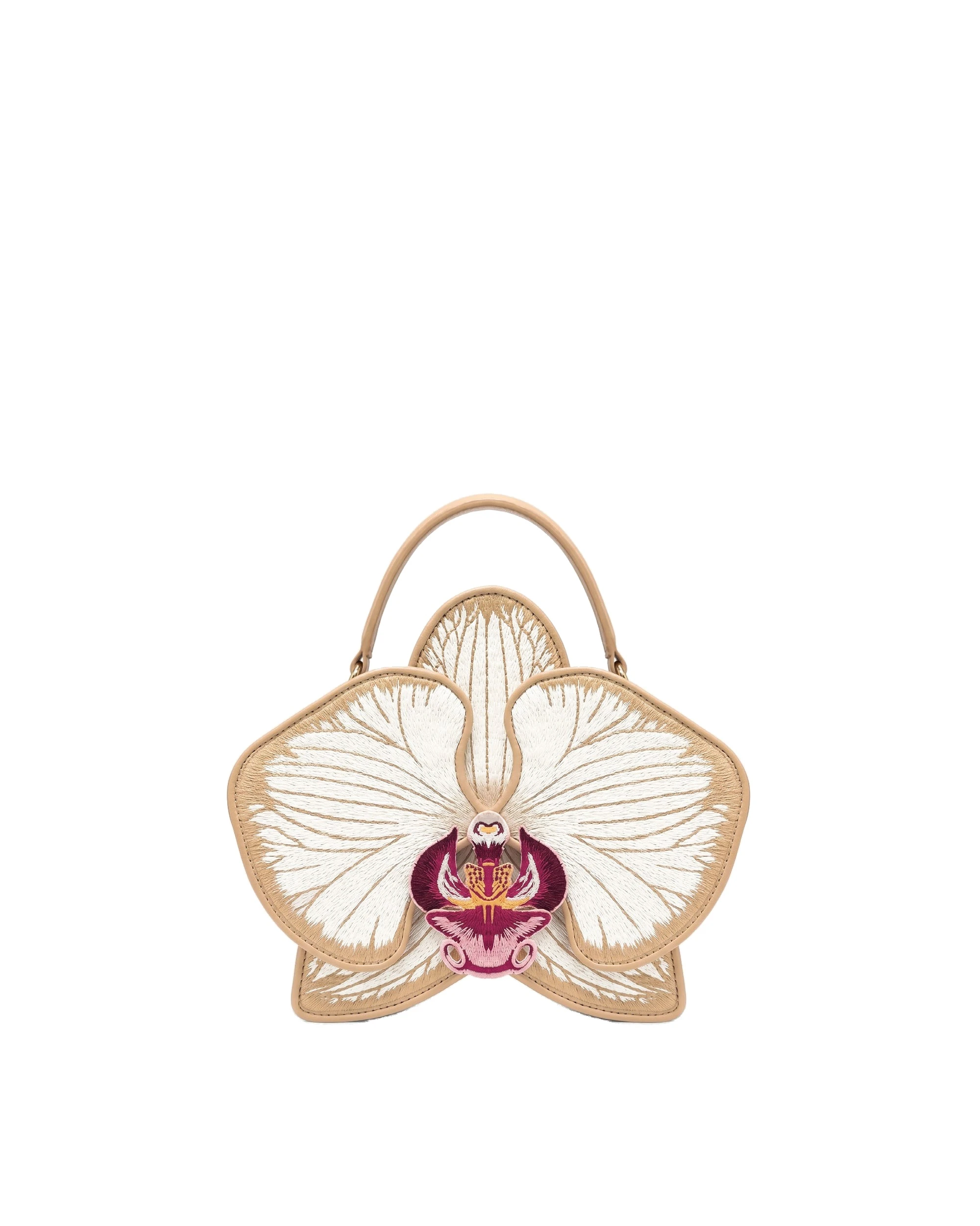 JW PEI Flora Orchid Shaped Top Handle Bag in Champagne | Totes & Top-Handle Bags | Luxury Shoes JW PEI Flora Orchid Shaped Top Handle Bag in Champagne