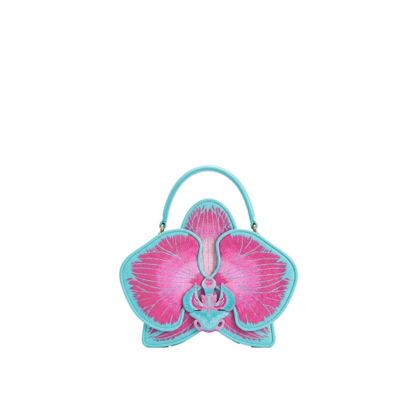 JW PEI Flora Orchid Shaped Top Handle Bag in Pink Blue
