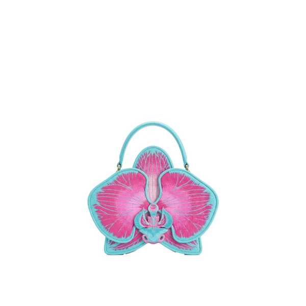 JW PEI Flora Orchid Shaped Top Handle Bag in Pink Blue