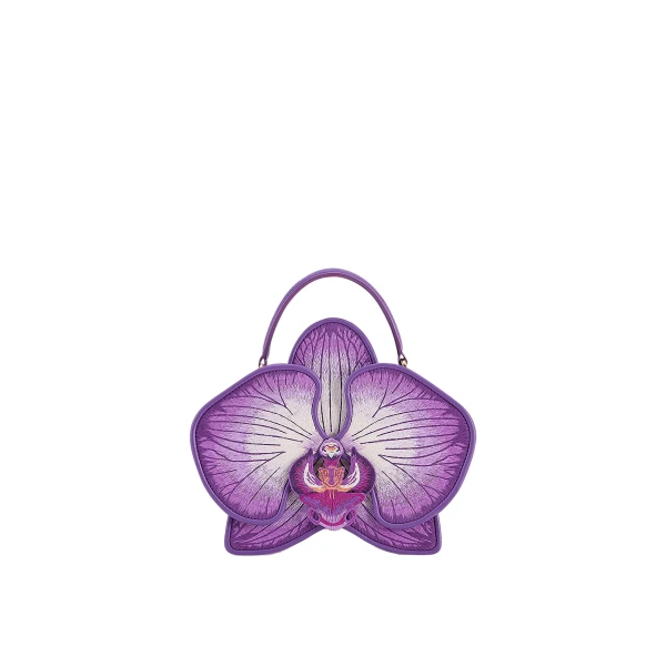 JW PEI Flora Orchid Shaped Top Handle Bag in Purple