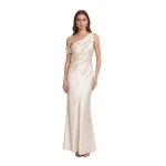 JW PEI Floral Appliqué One Shoulder Sheath Maxi Dress