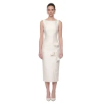 JW PEI Floral Appliqué Sleeveless Midi Dress