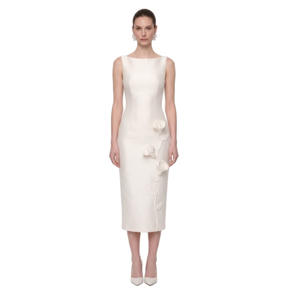 JW PEI Floral Appliqué Sleeveless Midi Dress
