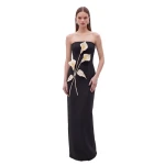 JW PEI Floral Appliqué Strapless Dress