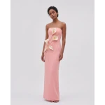 JW PEI Floral Appliqué Strapless Dress