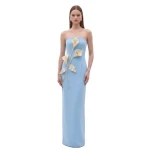 JW PEI Floral Appliqué Strapless Dress