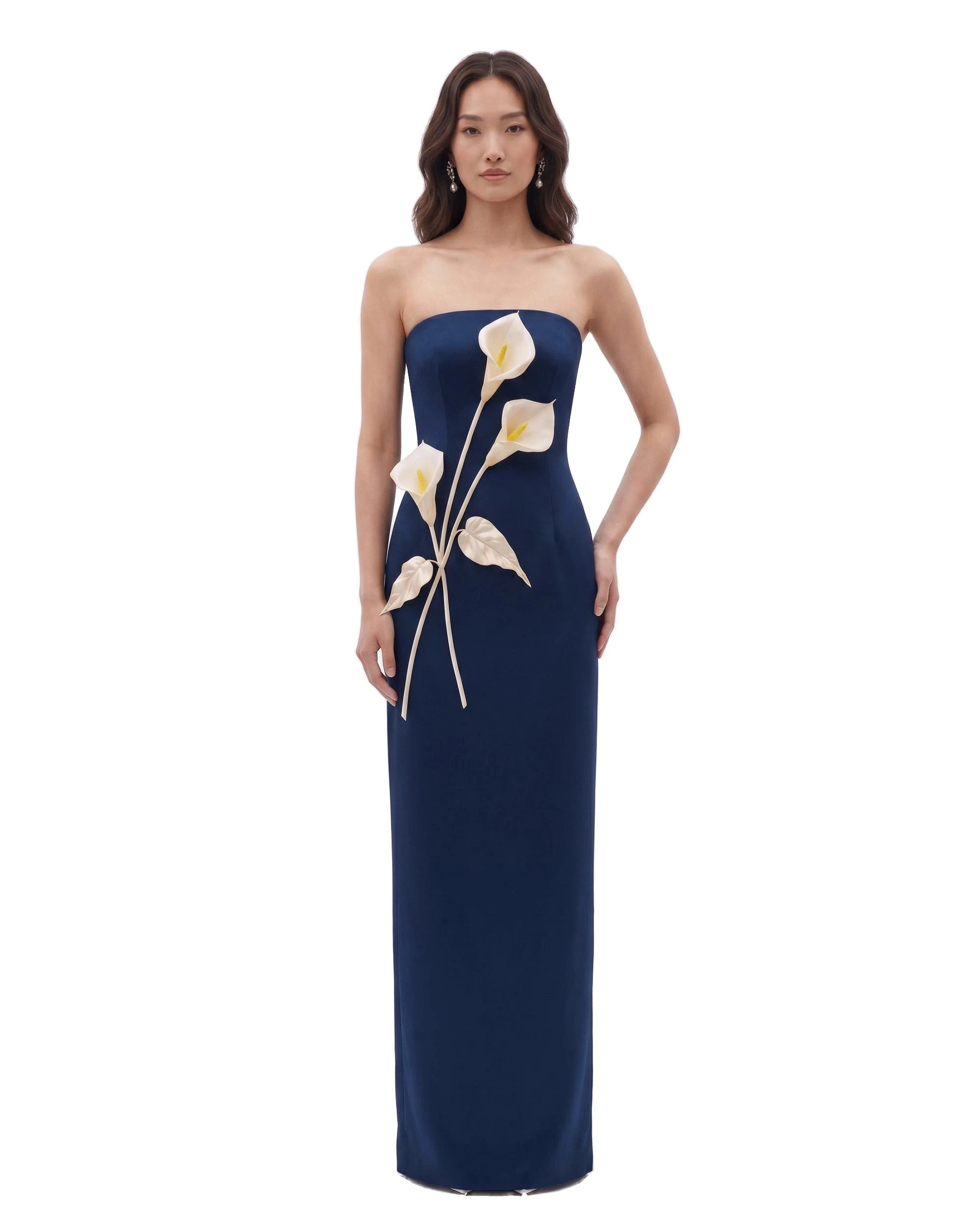 JW PEI dress | Los Angeles Vegan Fashion Dresses | Luxury Shoes JW PEI Floral Appliqué Strapless Dress