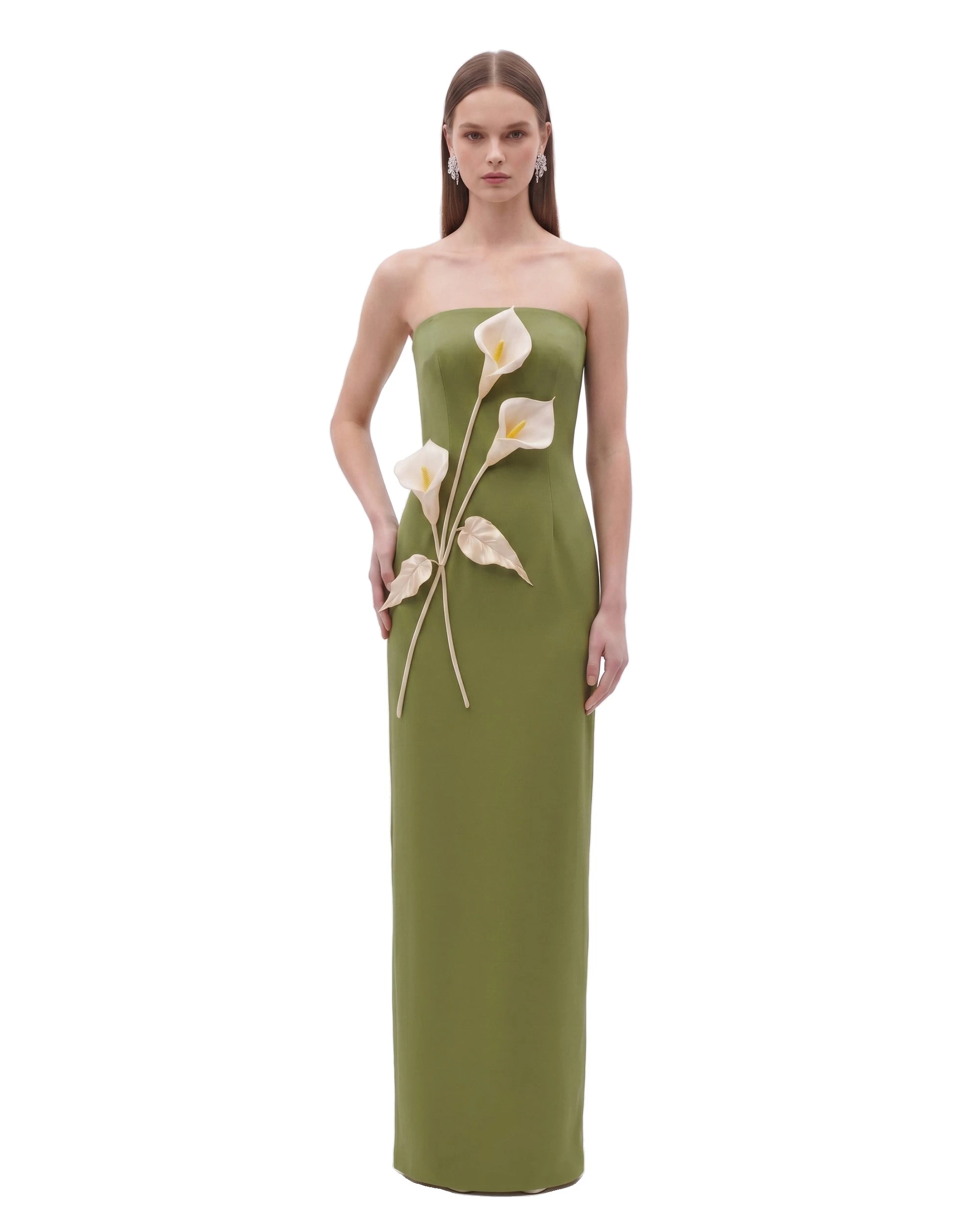 JW PEI dress | Los Angeles Vegan Fashion Dresses | Luxury Shoes JW PEI Floral Appliqué Strapless Dress