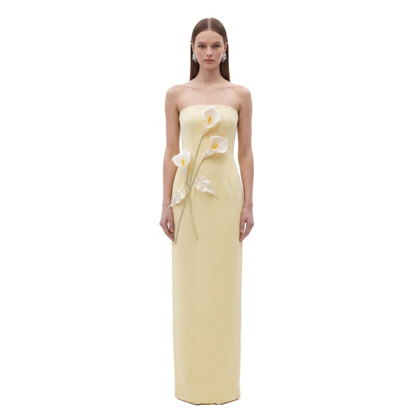 JW PEI Floral Appliqué Strapless Dress
