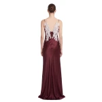 JW PEI Floral Embellished Open-Back Satin Maxi Dress