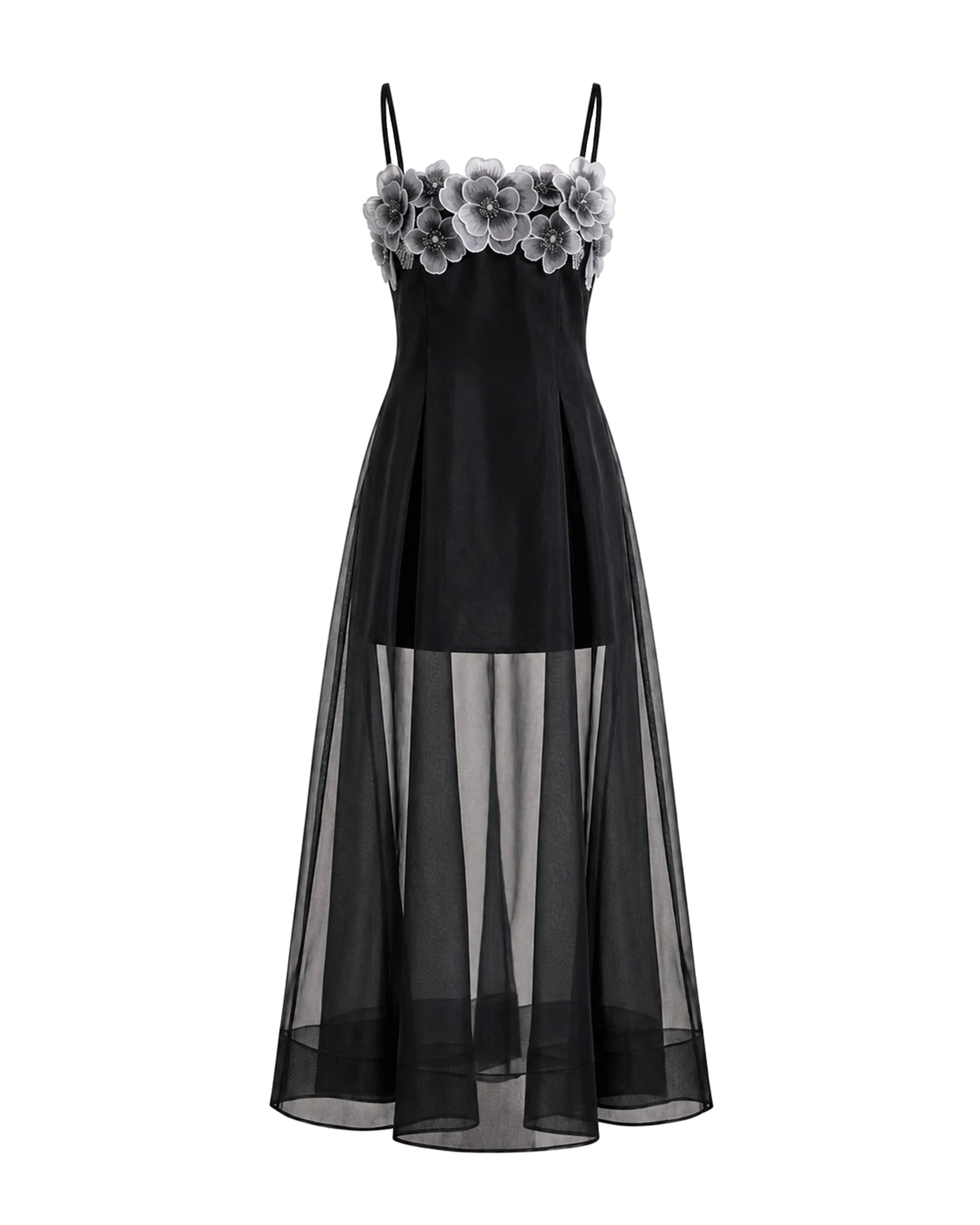 JW PEI maxi dress | Los Angeles Vegan Fashion Dresses | Luxury Shoes JW PEI Floral Embroidered Sheer Layered Maxi Dress