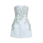 JW PEI Floral Embroidered Strapless Corset Mini Dress
