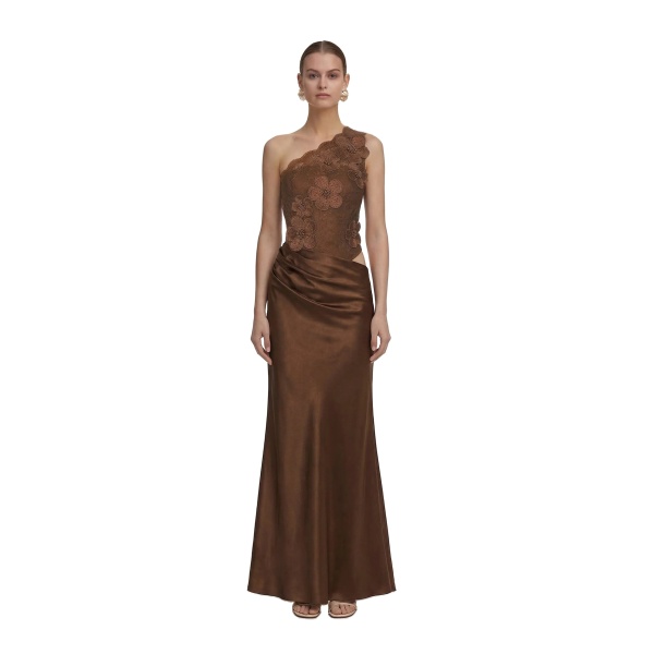 JW PEI Floral One Shoulder Satin Dress