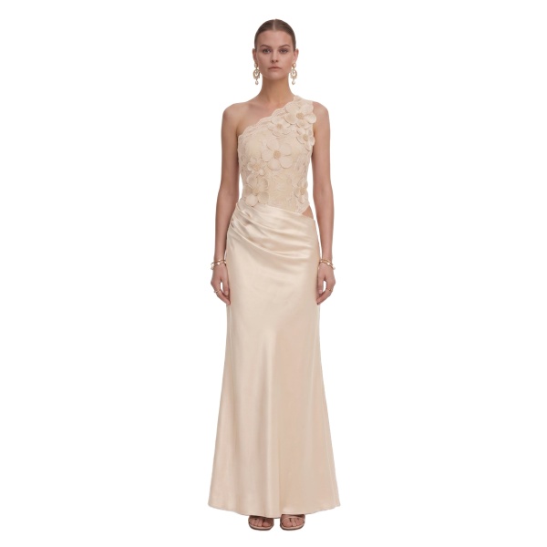 JW PEI Floral One Shoulder Satin Dress