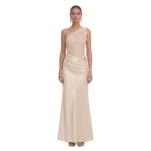 JW PEI Floral One Shoulder Satin Dress