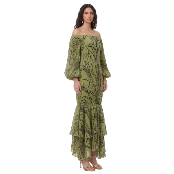 JW PEI Floral Print Off-Shoulder Tiered Maxi Dress