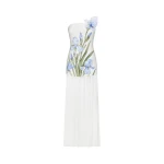 JW PEI Floral Print Strapless Mixed Maxi Dress