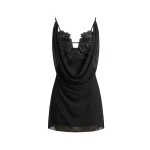 JW PEI Flower Embroidered Cowl Neck Mini Dress