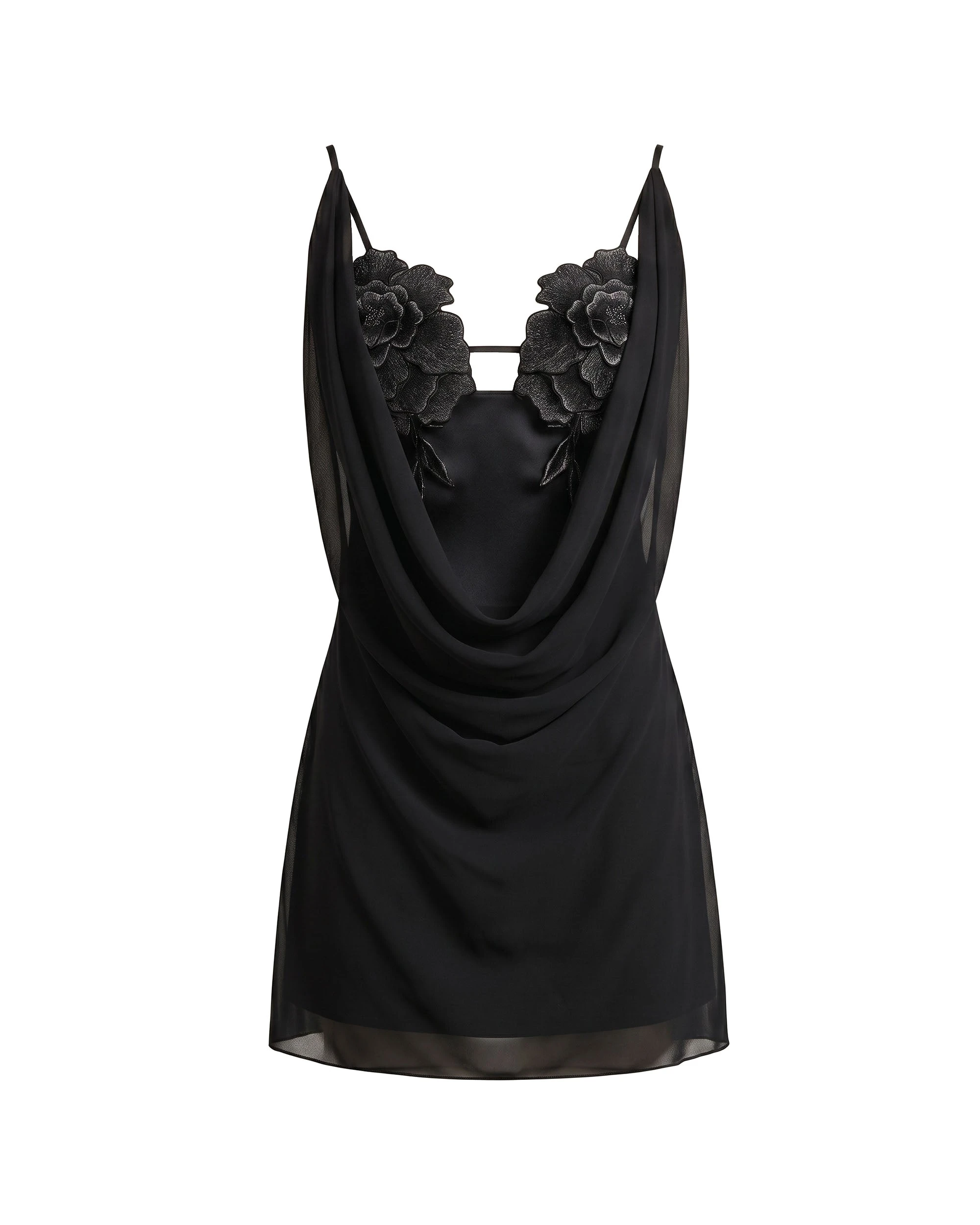 JW PEI mini dress | Los Angeles Vegan Fashion Dresses | Luxury Shoes JW PEI Flower Embroidered Cowl Neck Mini Dress