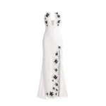 JW PEI Flower Embroidered Cutout Halter Maxi Dress